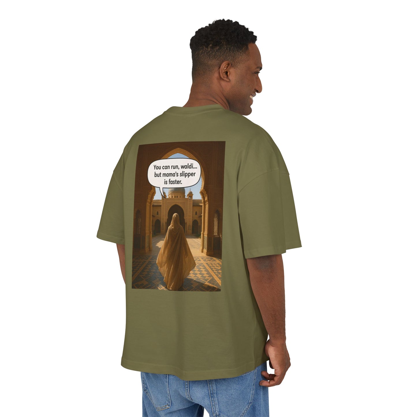 T-shirt Oversize “Mama’s Slipper is Faster” – Humoristique & Premium | Unisexe | Qualité Allemande 🇩🇪