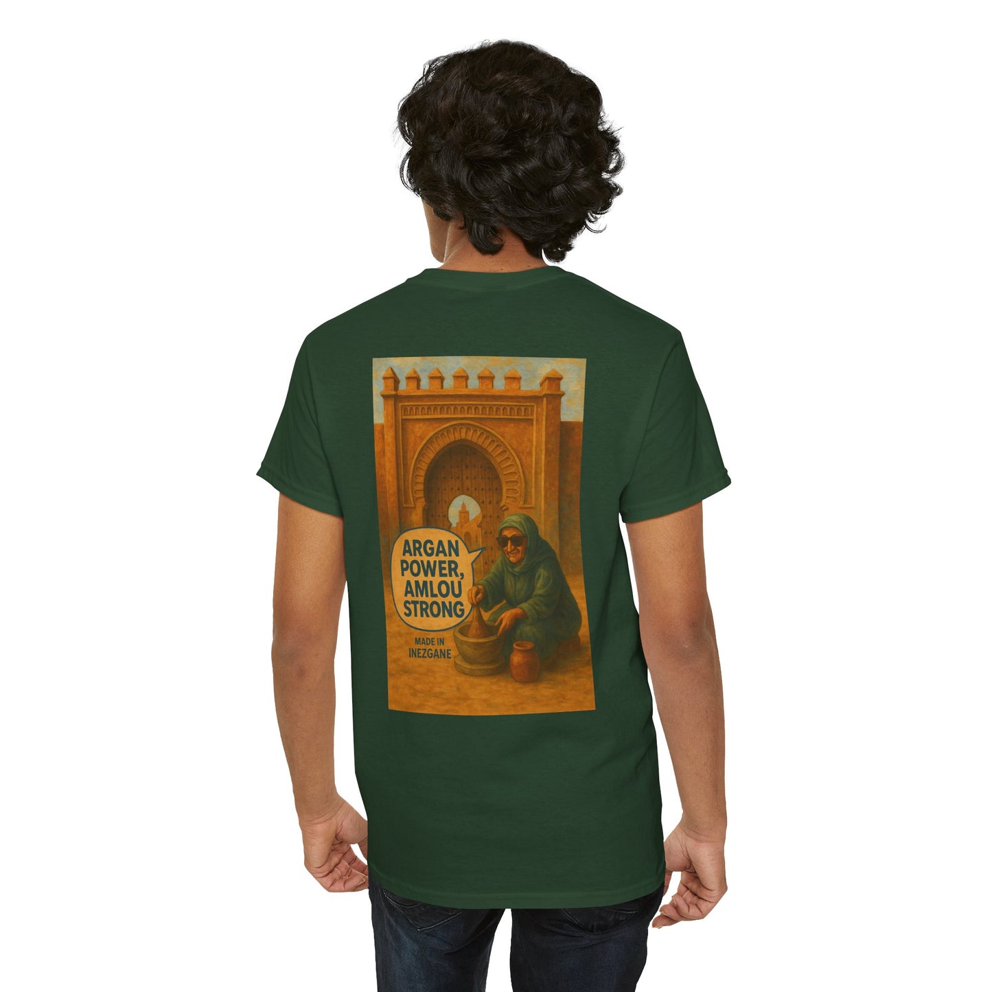T-shirt Unisexe “Argan Power, Amlou Strong” – Streetwear Premium, Diaspora & Culture Soussi | Qualité Allemande 🇩🇪