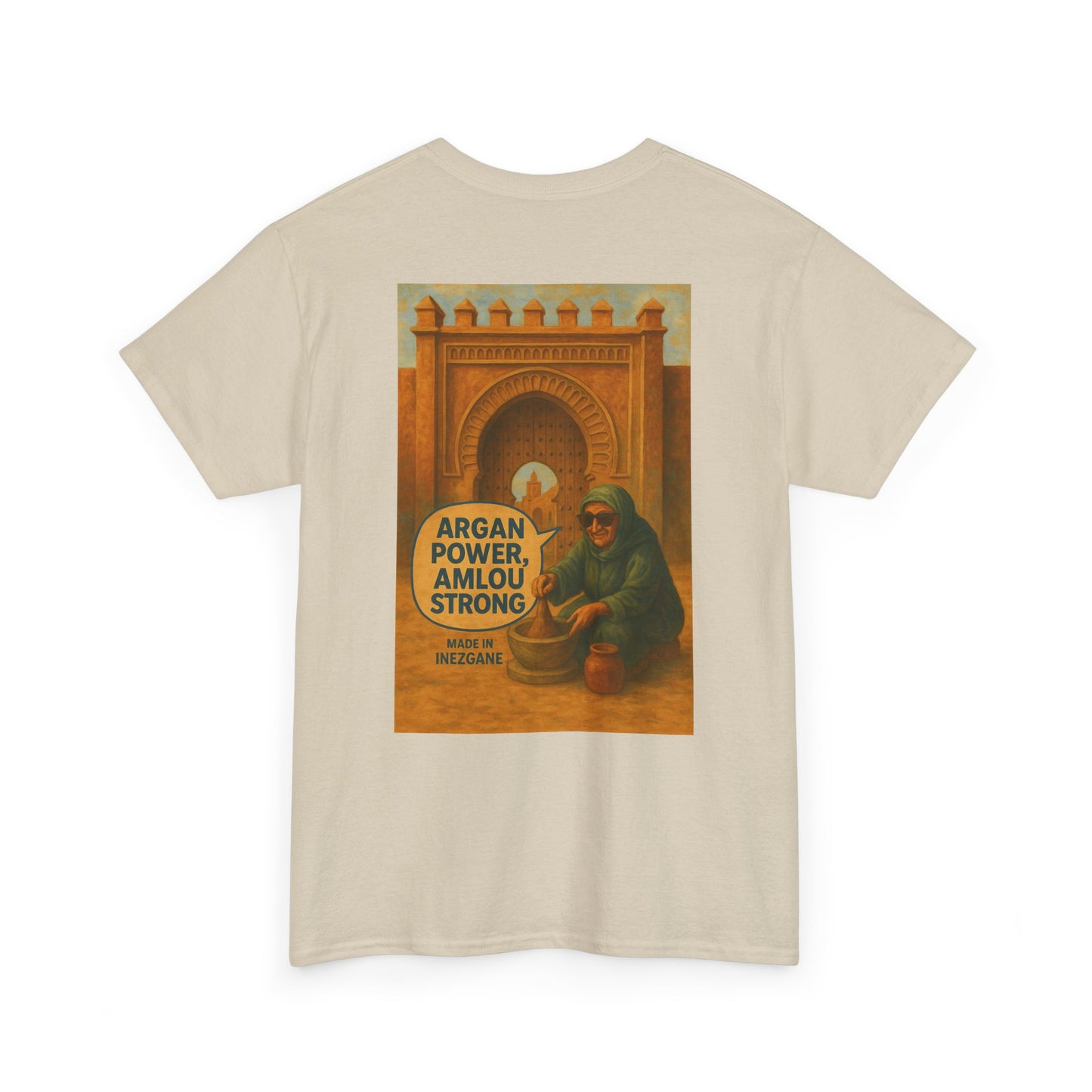 T-shirt Unisexe “Argan Power, Amlou Strong” – Streetwear Premium, Diaspora & Culture Soussi | Qualité Allemande 🇩🇪