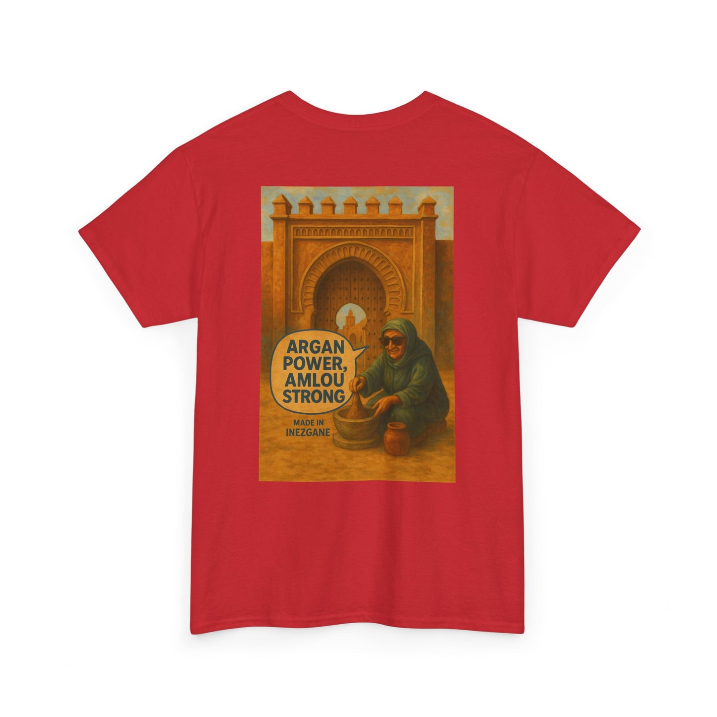 T-shirt Unisexe “Argan Power, Amlou Strong” – Streetwear Premium, Diaspora & Culture Soussi | Qualité Allemande 🇩🇪