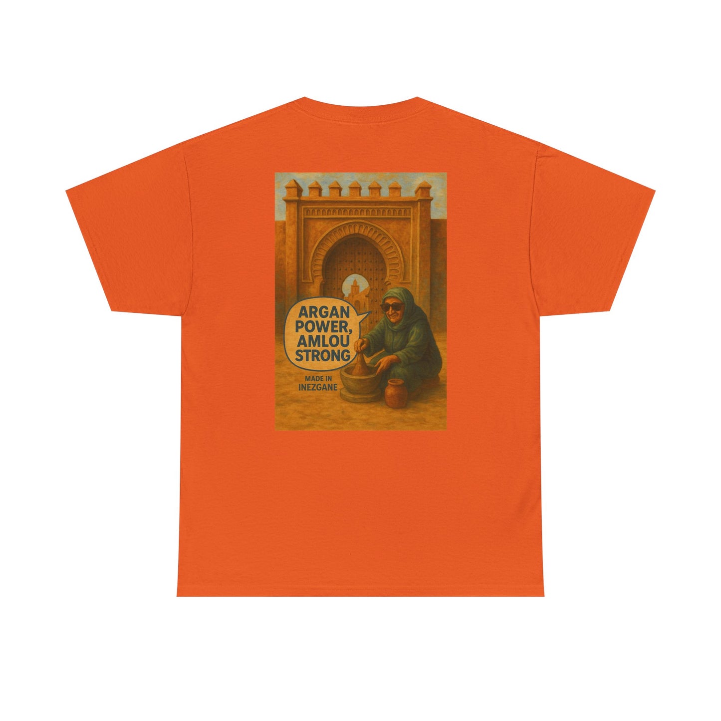 T-shirt Unisexe “Argan Power, Amlou Strong” – Streetwear Premium, Diaspora & Culture Soussi | Qualité Allemande 🇩🇪