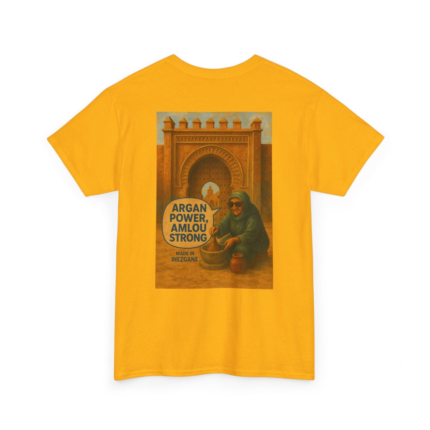 T-shirt Unisexe “Argan Power, Amlou Strong” – Streetwear Premium, Diaspora & Culture Soussi | Qualité Allemande 🇩🇪