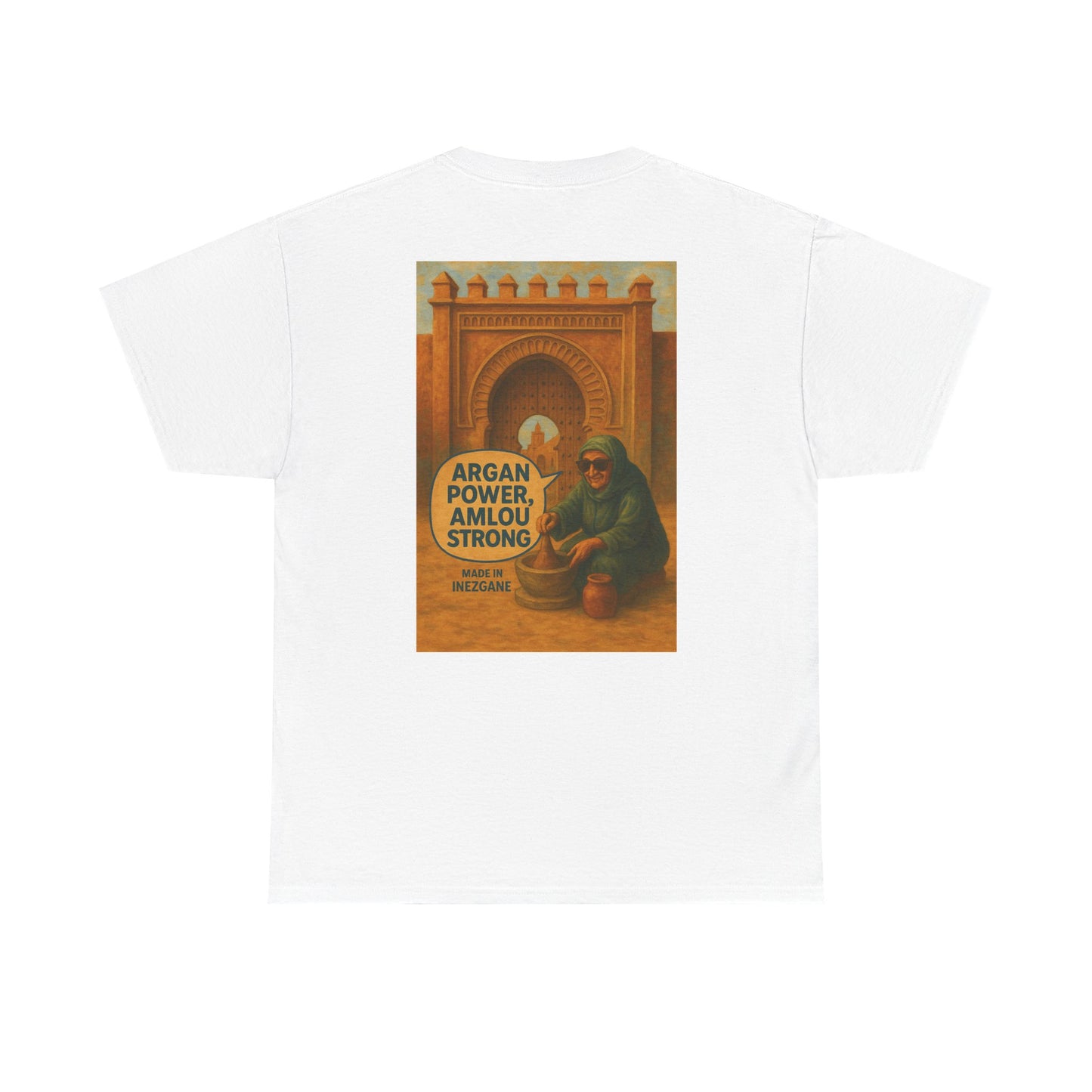 T-shirt Unisexe “Argan Power, Amlou Strong” – Streetwear Premium, Diaspora & Culture Soussi | Qualité Allemande 🇩🇪