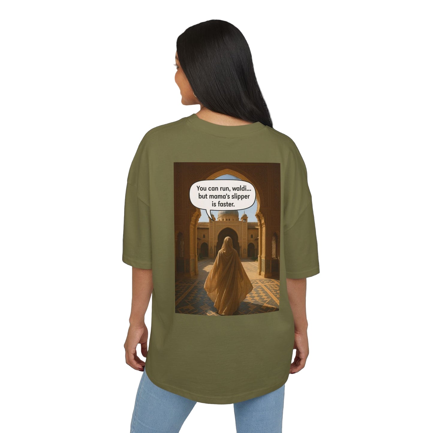 T-shirt Oversize “Mama’s Slipper is Faster” – Humoristique & Premium | Unisexe | Qualité Allemande 🇩🇪