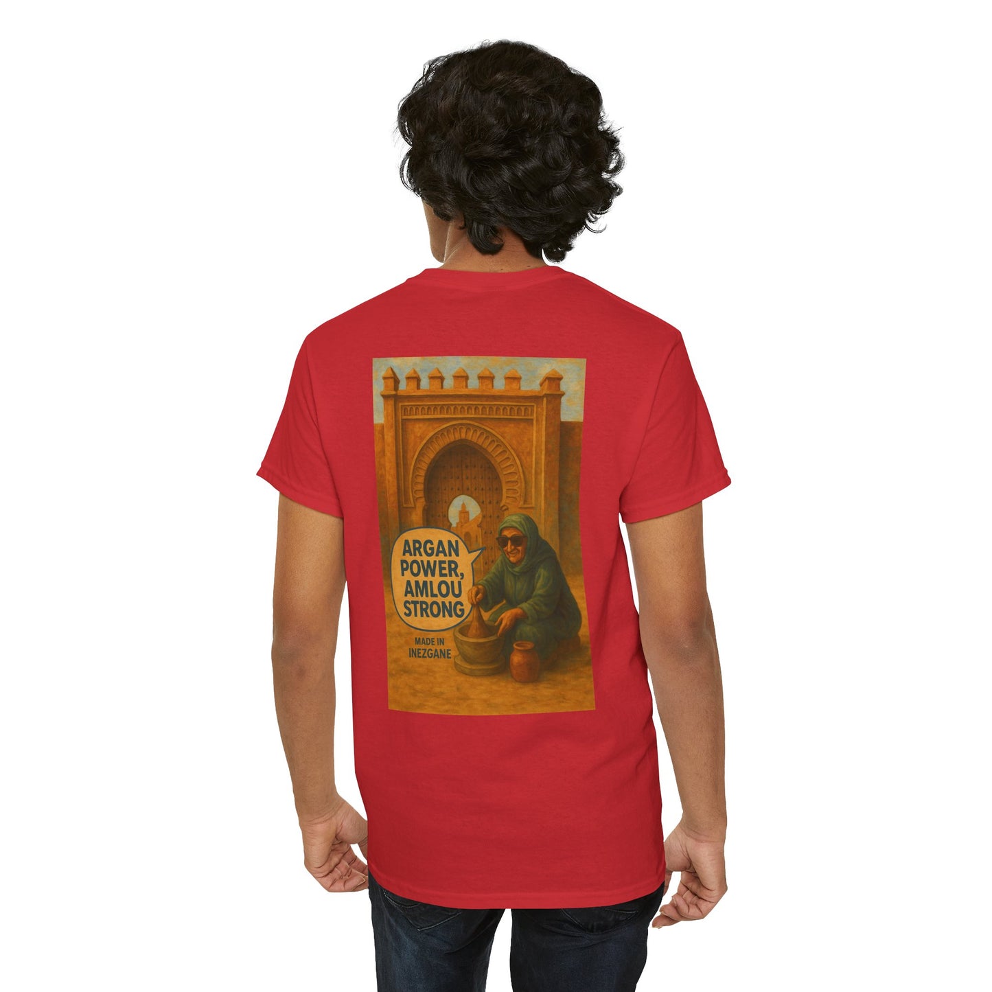 T-shirt Unisexe “Argan Power, Amlou Strong” – Streetwear Premium, Diaspora & Culture Soussi | Qualité Allemande 🇩🇪