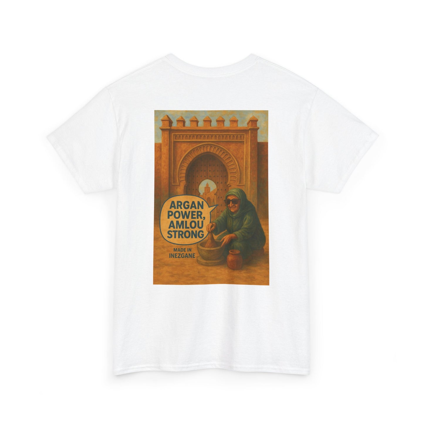 T-shirt Unisexe “Argan Power, Amlou Strong” – Streetwear Premium, Diaspora & Culture Soussi | Qualité Allemande 🇩🇪