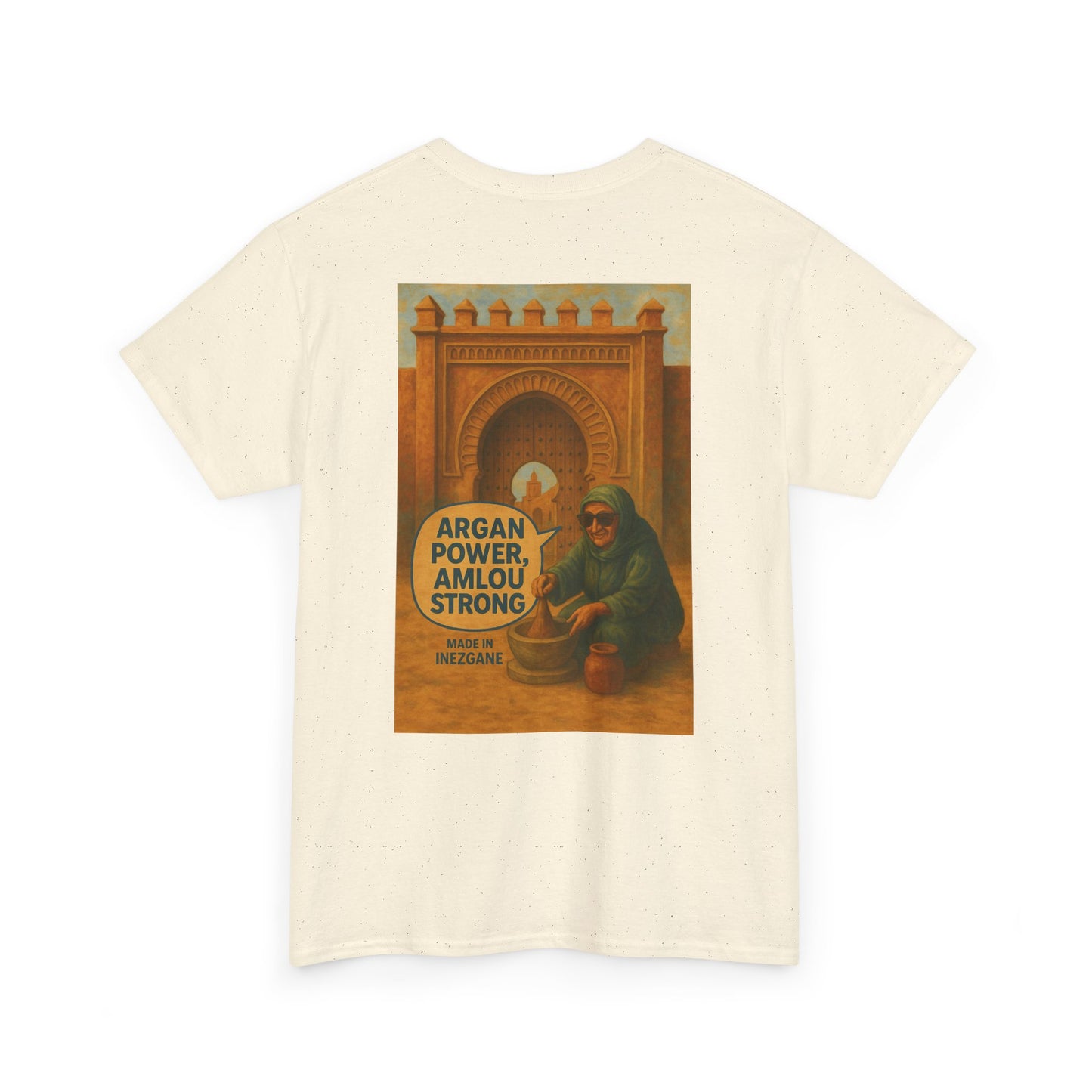 T-shirt Unisexe “Argan Power, Amlou Strong” – Streetwear Premium, Diaspora & Culture Soussi | Qualité Allemande 🇩🇪