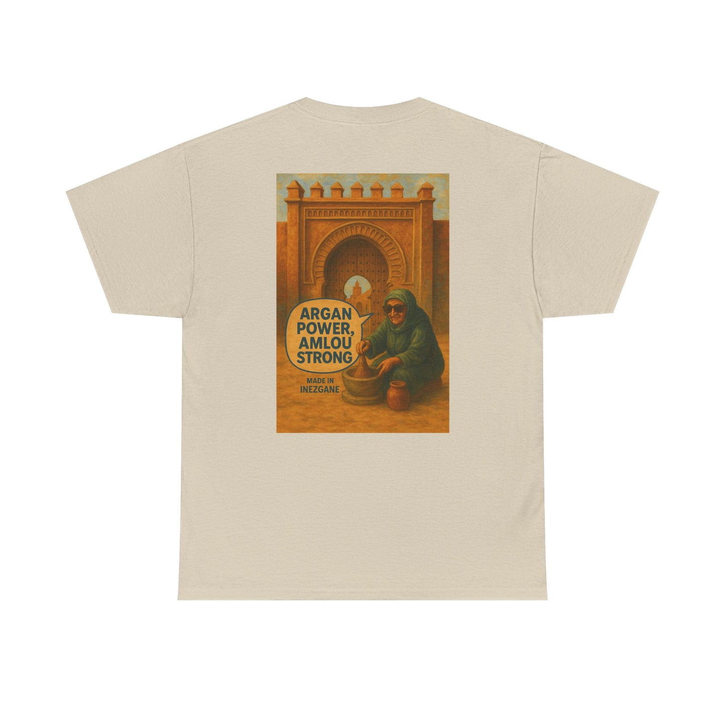 T-shirt Unisexe “Argan Power, Amlou Strong” – Streetwear Premium, Diaspora & Culture Soussi | Qualité Allemande 🇩🇪