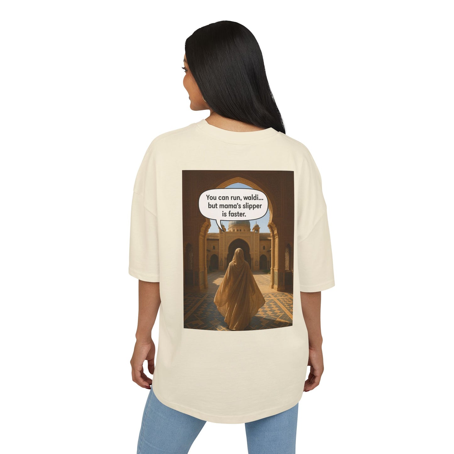 T-shirt Oversize “Mama’s Slipper is Faster” – Humoristique & Premium | Unisexe | Qualité Allemande 🇩🇪