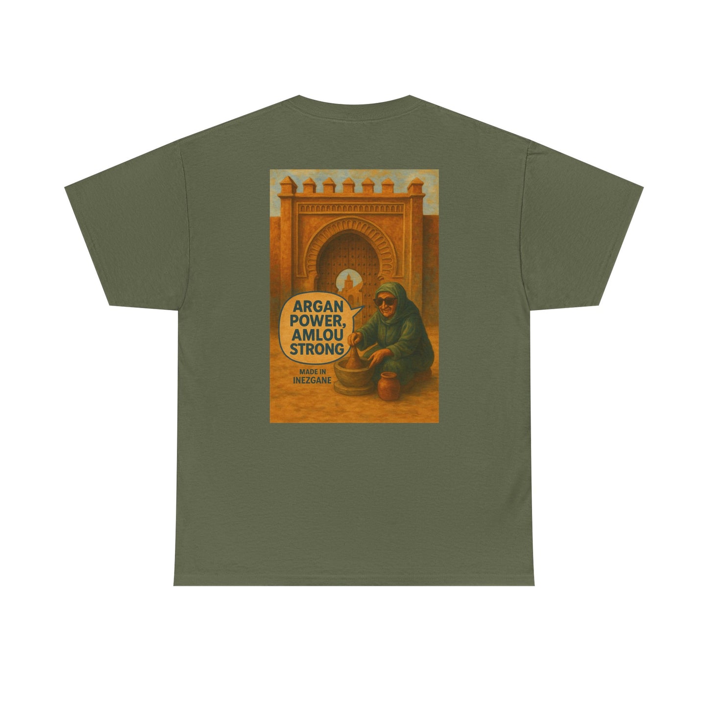 T-shirt Unisexe “Argan Power, Amlou Strong” – Streetwear Premium, Diaspora & Culture Soussi | Qualité Allemande 🇩🇪