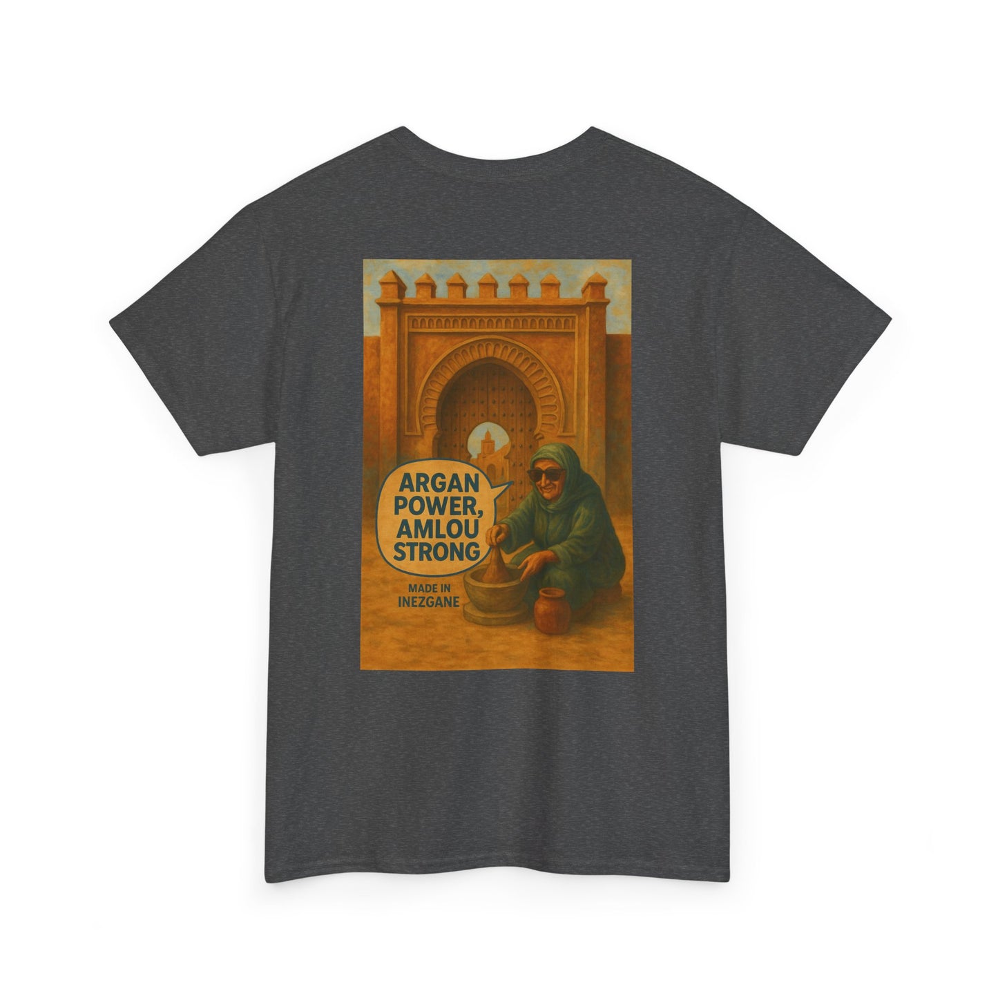 T-shirt Unisexe “Argan Power, Amlou Strong” – Streetwear Premium, Diaspora & Culture Soussi | Qualité Allemande 🇩🇪