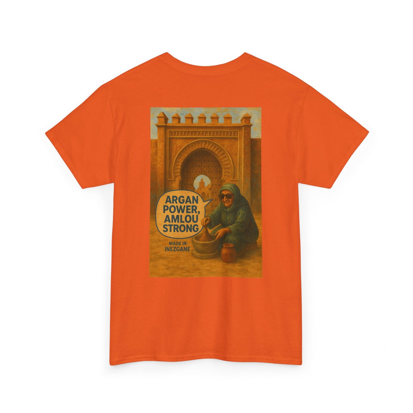T-shirt Unisexe “Argan Power, Amlou Strong” – Streetwear Premium, Diaspora & Culture Soussi | Qualité Allemande 🇩🇪