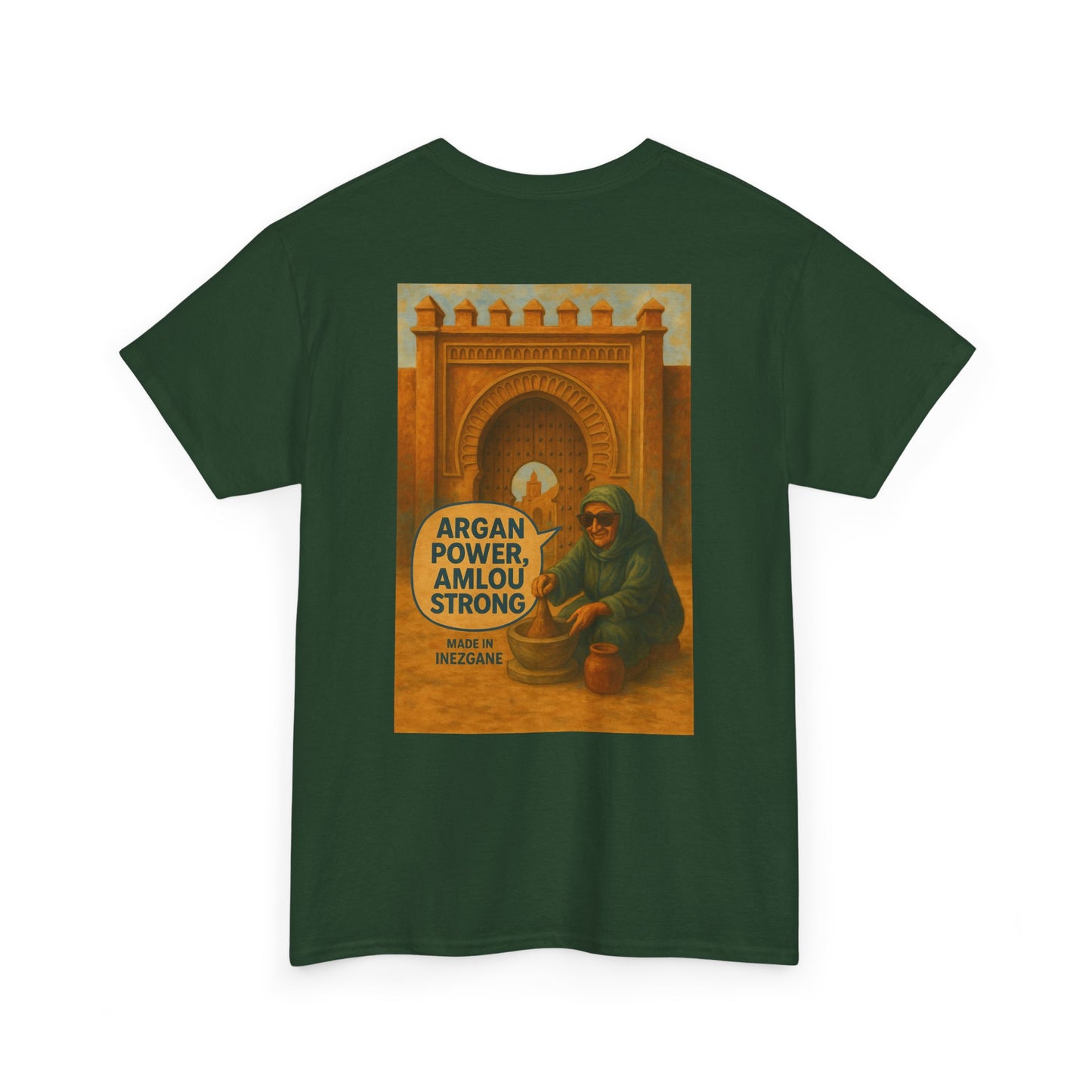 T-shirt Unisexe “Argan Power, Amlou Strong” – Streetwear Premium, Diaspora & Culture Soussi | Qualité Allemande 🇩🇪