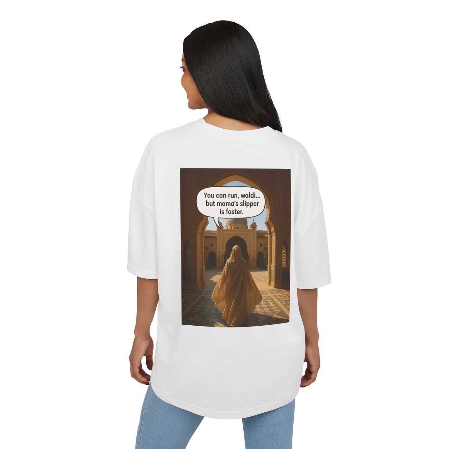 T-shirt Oversize “Mama’s Slipper is Faster” – Humoristique & Premium | Unisexe | Qualité Allemande 🇩🇪