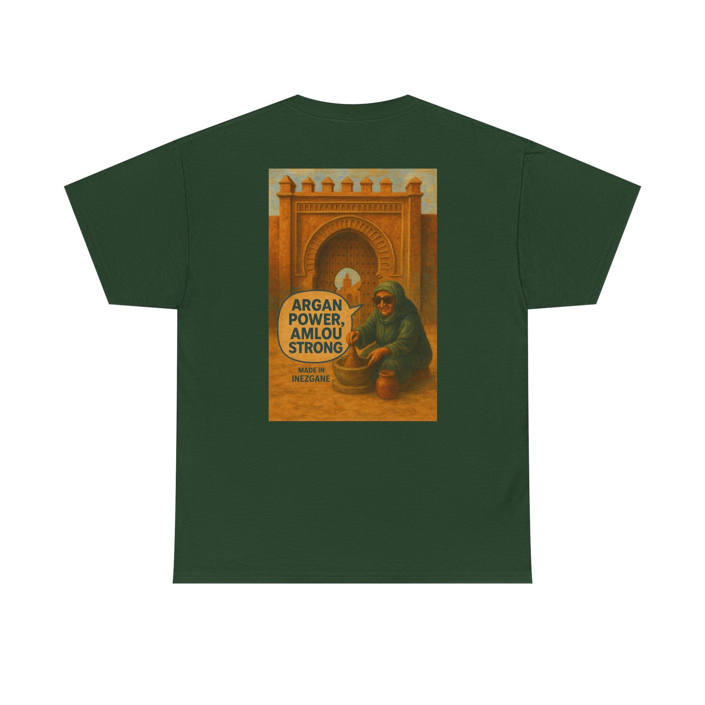 T-shirt Unisexe “Argan Power, Amlou Strong” – Streetwear Premium, Diaspora & Culture Soussi | Qualité Allemande 🇩🇪