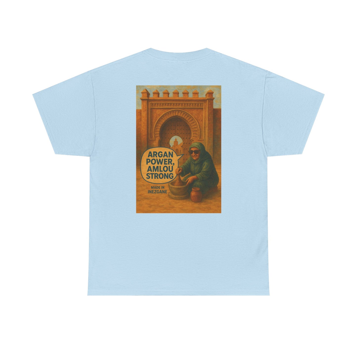 T-shirt Unisexe “Argan Power, Amlou Strong” – Streetwear Premium, Diaspora & Culture Soussi | Qualité Allemande 🇩🇪