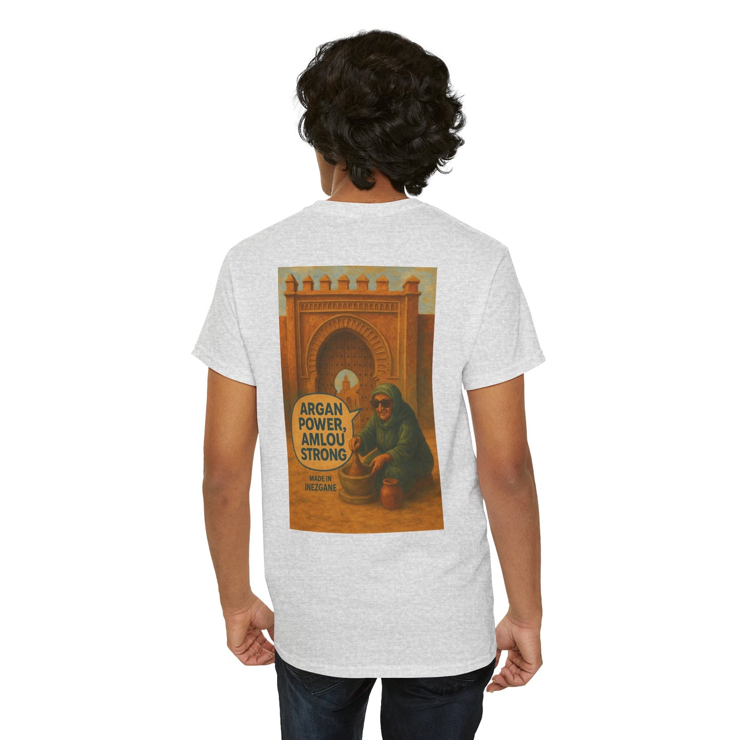 T-shirt Unisexe “Argan Power, Amlou Strong” – Streetwear Premium, Diaspora & Culture Soussi | Qualité Allemande 🇩🇪