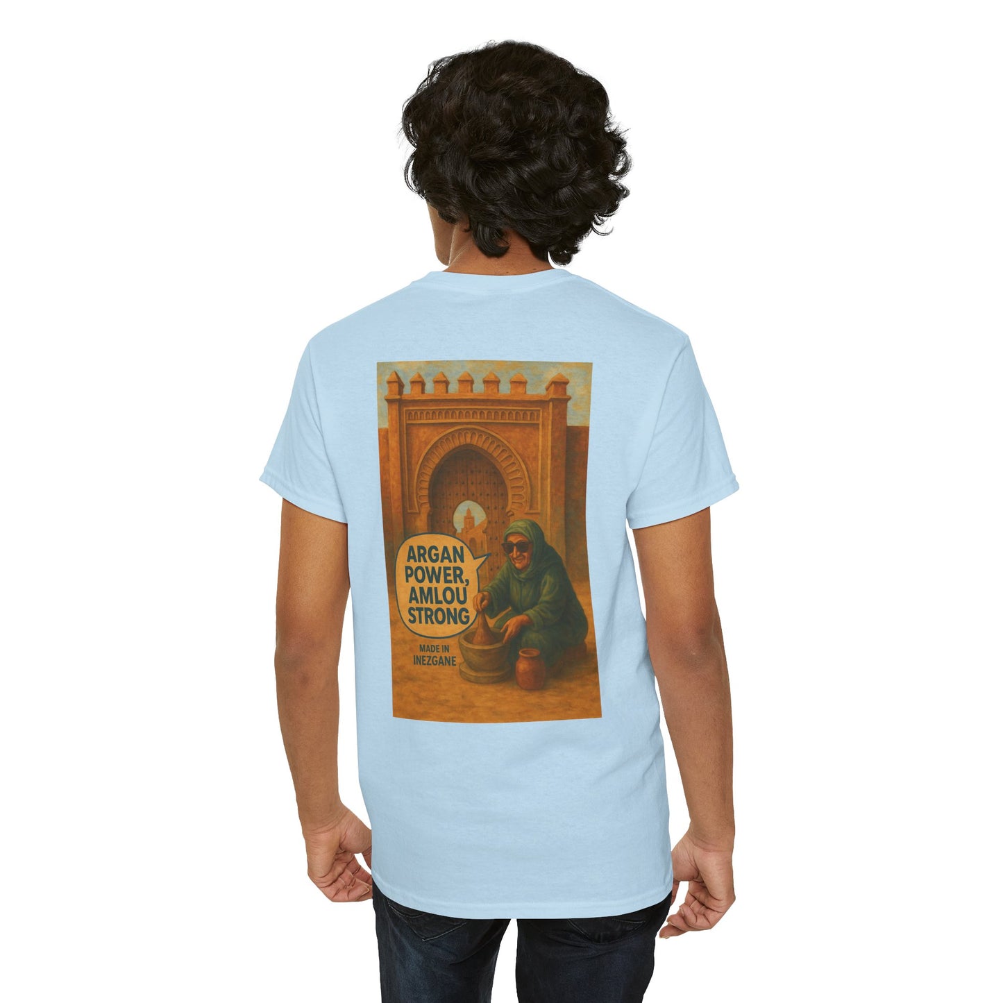 T-shirt Unisexe “Argan Power, Amlou Strong” – Streetwear Premium, Diaspora & Culture Soussi | Qualité Allemande 🇩🇪