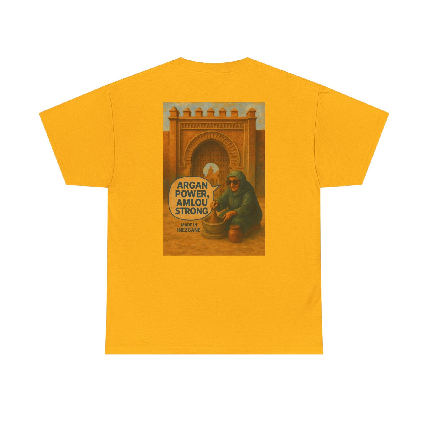 T-shirt Unisexe “Argan Power, Amlou Strong” – Streetwear Premium, Diaspora & Culture Soussi | Qualité Allemande 🇩🇪