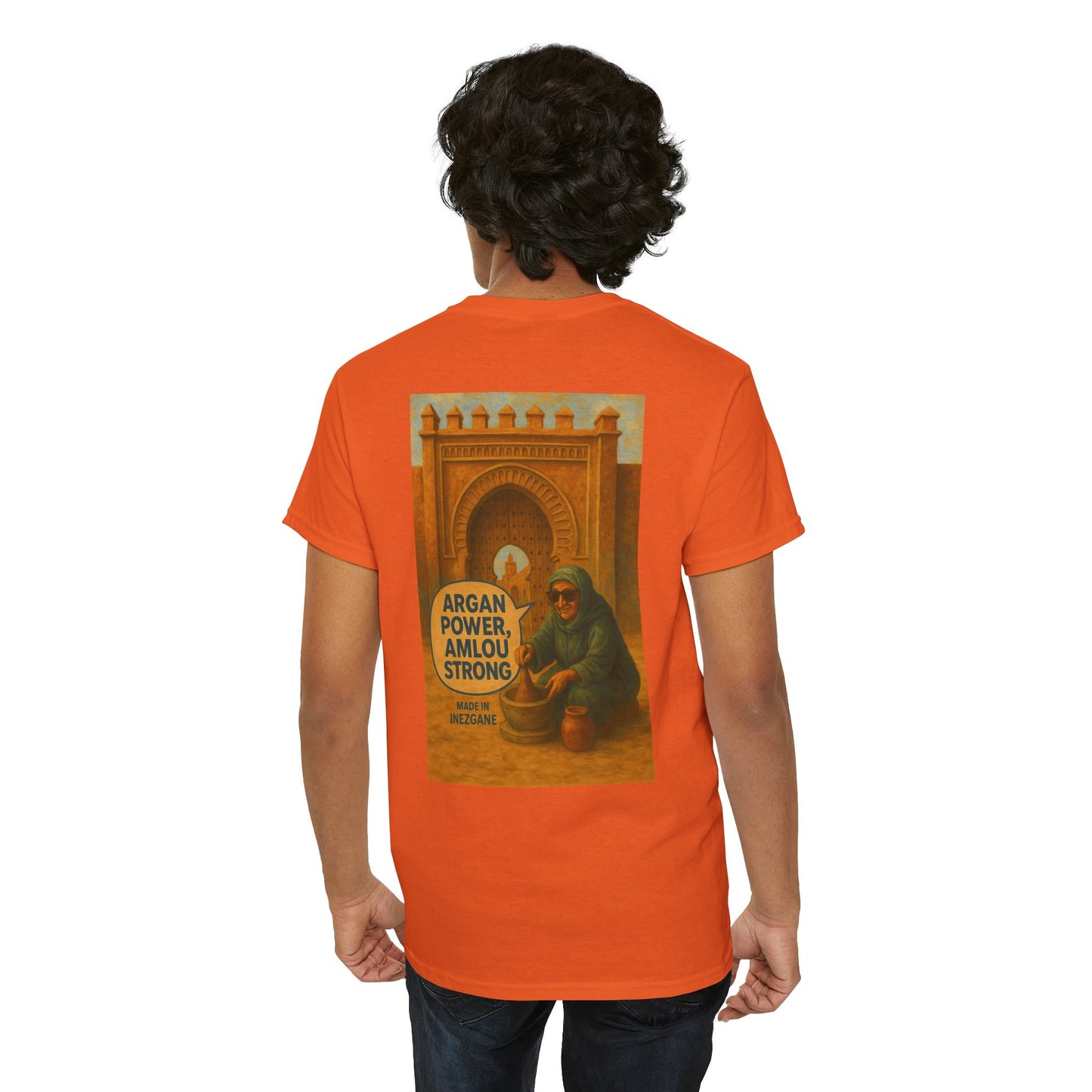 T-shirt Unisexe “Argan Power, Amlou Strong” – Streetwear Premium, Diaspora & Culture Soussi | Qualité Allemande 🇩🇪