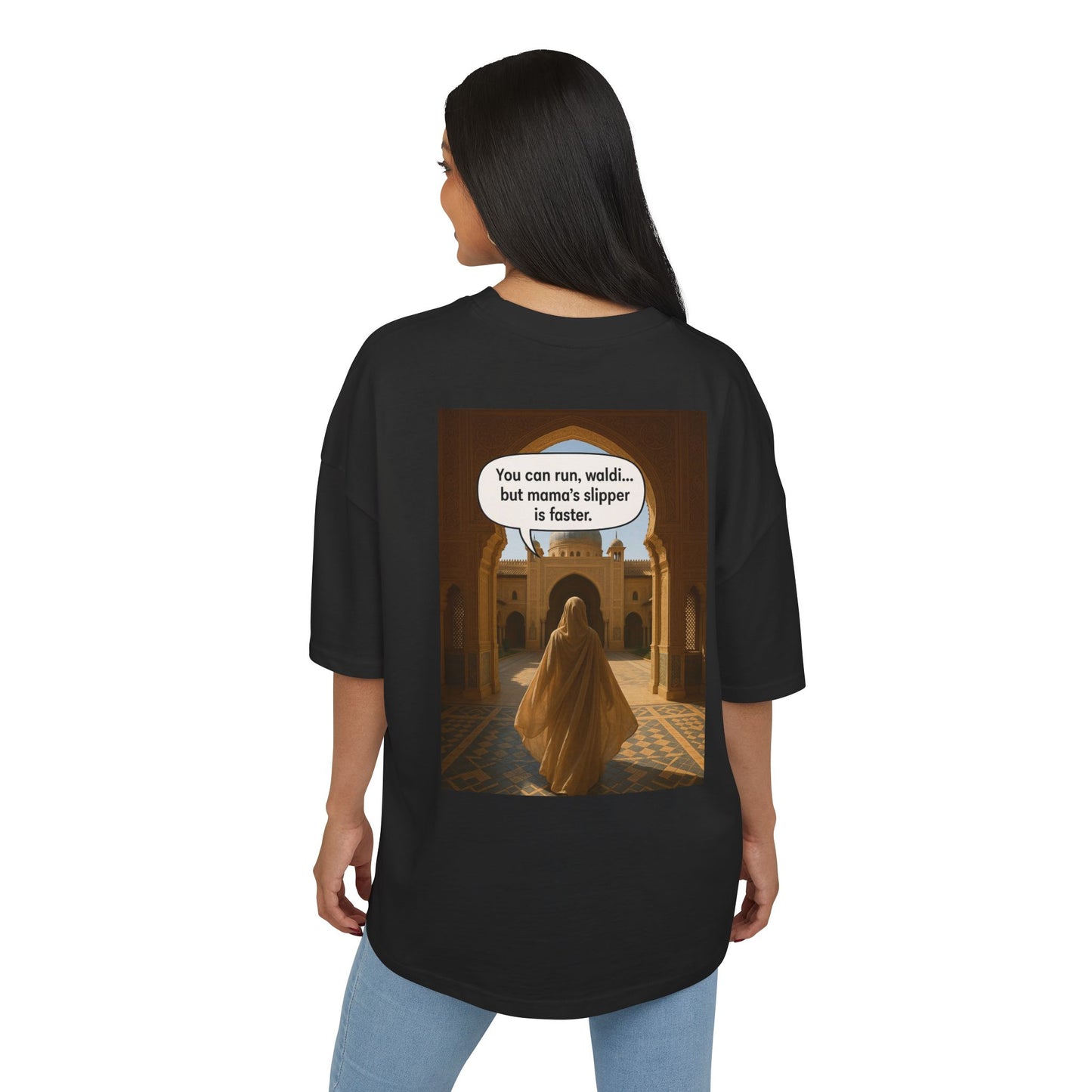 T-shirt Oversize “Mama’s Slipper is Faster” – Humoristique & Premium | Unisexe | Qualité Allemande 🇩🇪