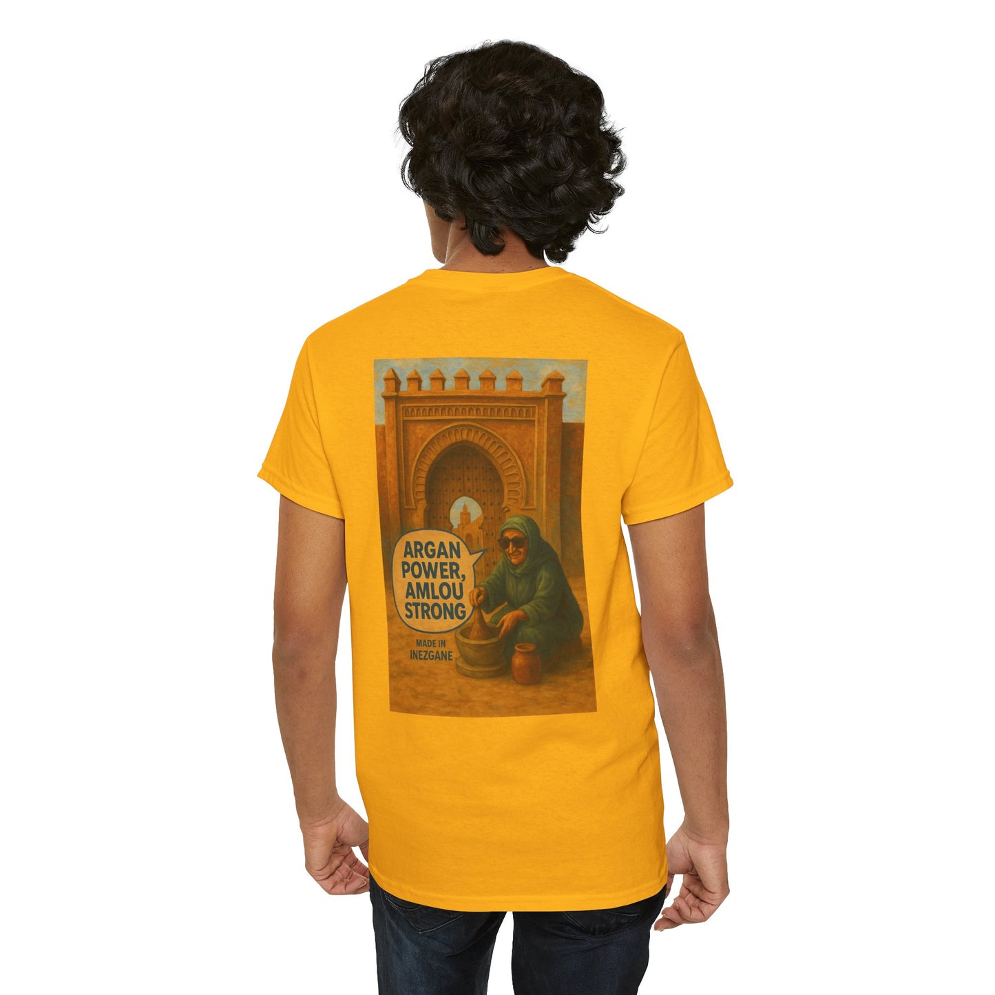 T-shirt Unisexe “Argan Power, Amlou Strong” – Streetwear Premium, Diaspora & Culture Soussi | Qualité Allemande 🇩🇪
