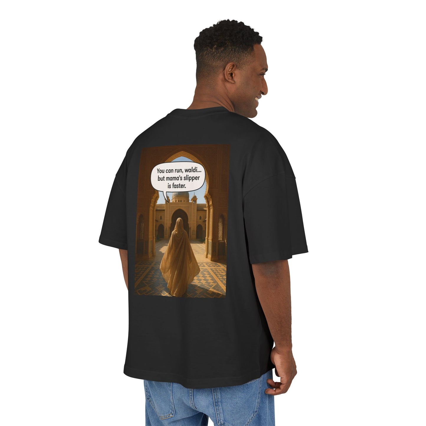 T-shirt Oversize “Mama’s Slipper is Faster” – Humoristique & Premium | Unisexe | Qualité Allemande 🇩🇪