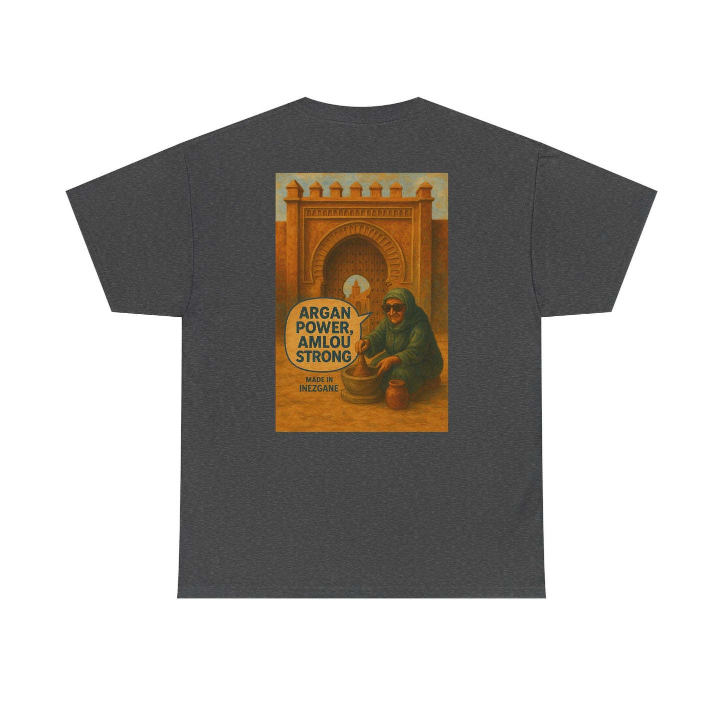 T-shirt Unisexe “Argan Power, Amlou Strong” – Streetwear Premium, Diaspora & Culture Soussi | Qualité Allemande 🇩🇪