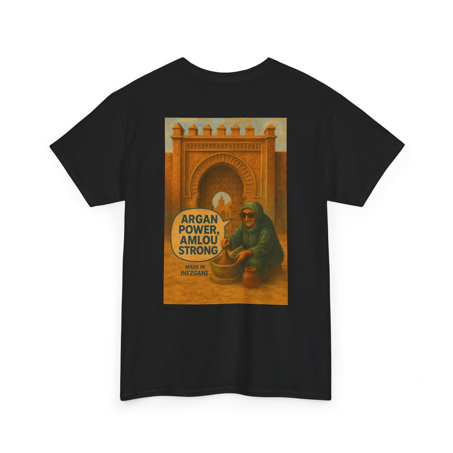 T-shirt Unisexe “Argan Power, Amlou Strong” – Streetwear Premium, Diaspora & Culture Soussi | Qualité Allemande 🇩🇪