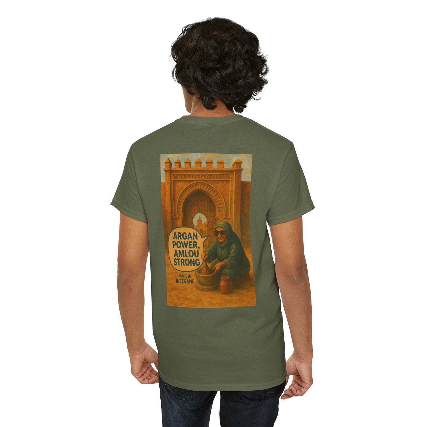 T-shirt Unisexe “Argan Power, Amlou Strong” – Streetwear Premium, Diaspora & Culture Soussi | Qualité Allemande 🇩🇪