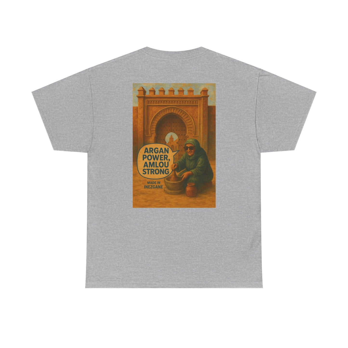 T-shirt Unisexe “Argan Power, Amlou Strong” – Streetwear Premium, Diaspora & Culture Soussi | Qualité Allemande 🇩🇪