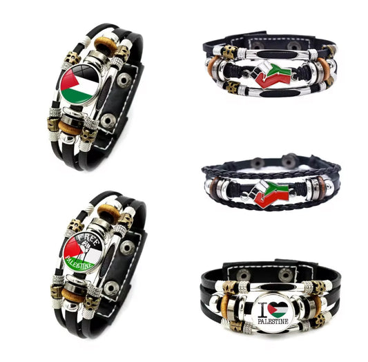 Bracelet Cuir & Acier Signature Palestine