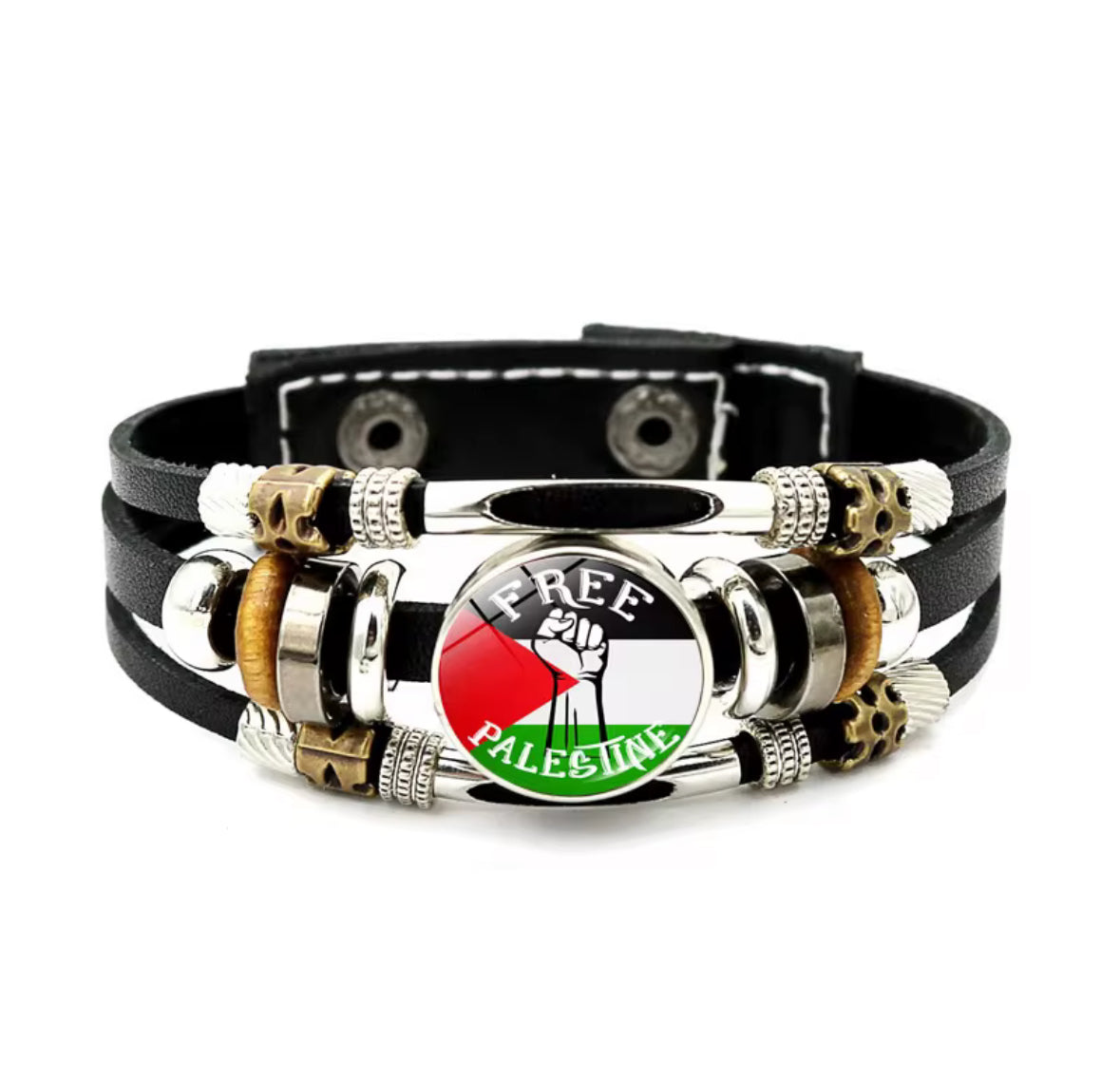 Bracelet Cuir & Acier Signature Palestine