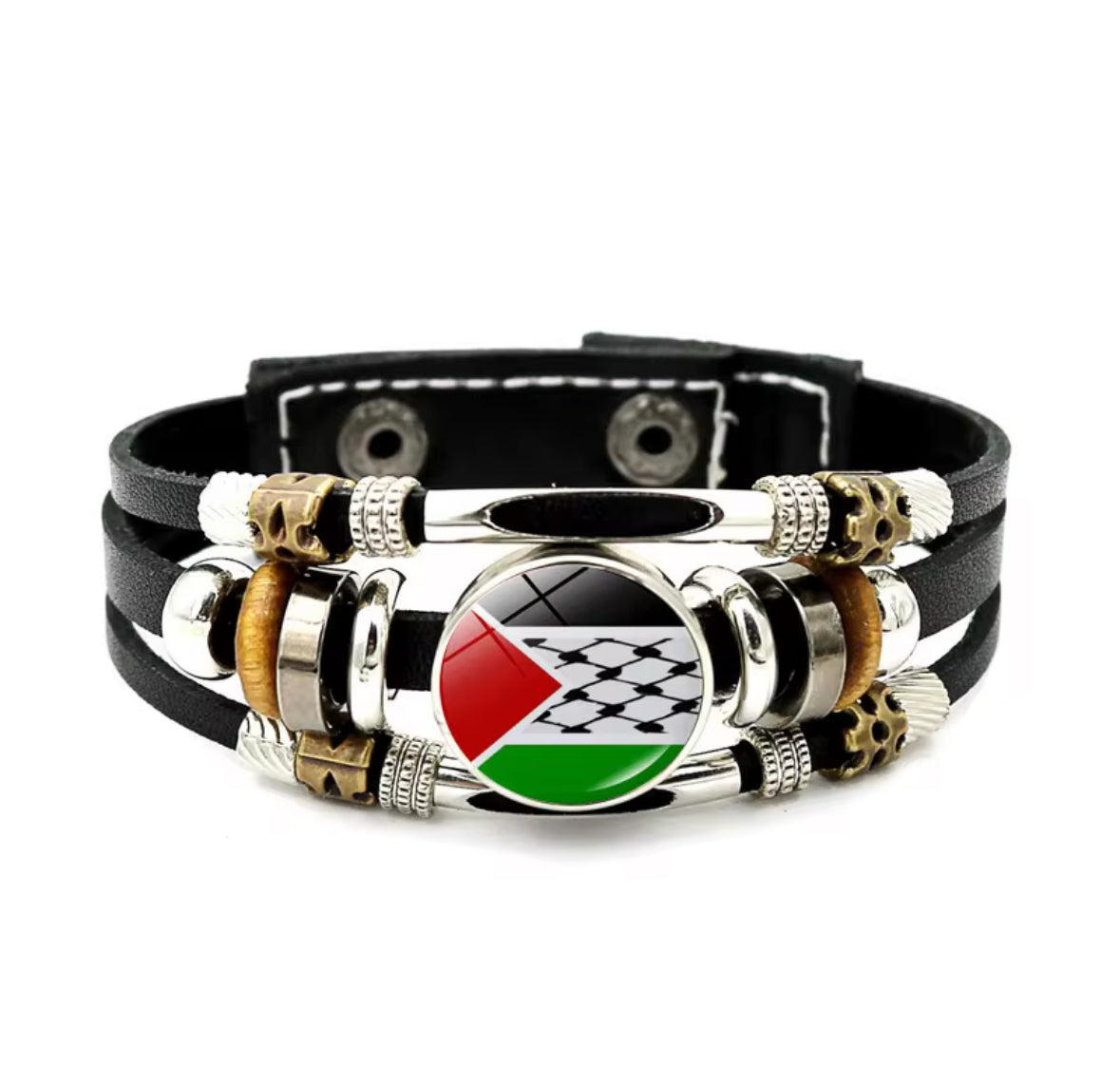 Bracelet Cuir & Acier Signature Palestine