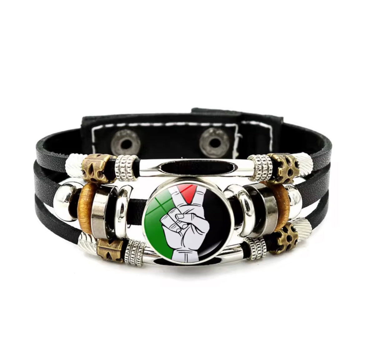 Bracelet Cuir & Acier Signature Palestine
