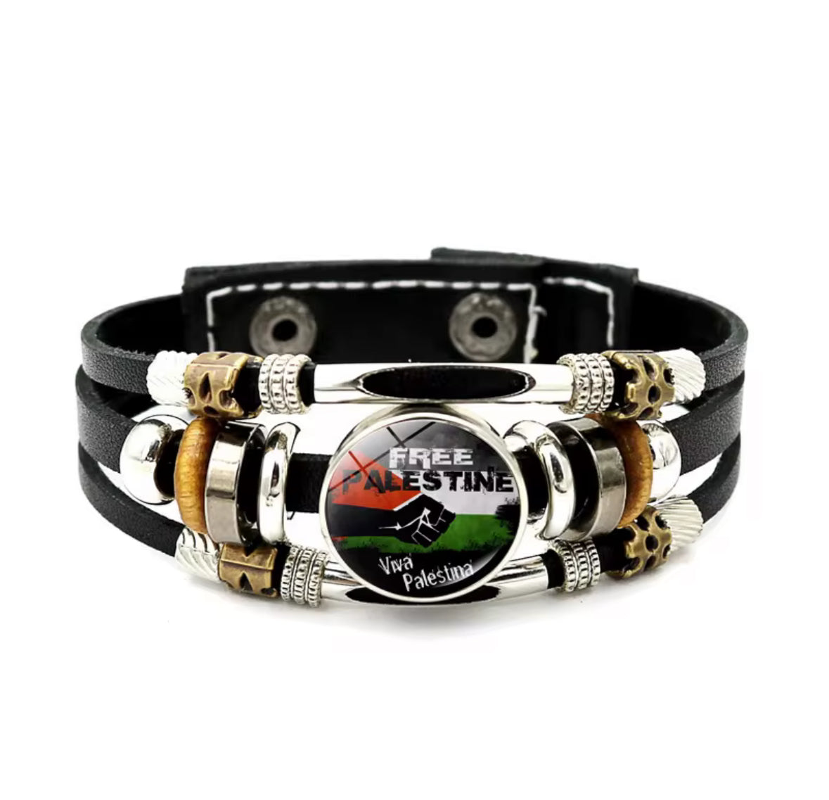 Bracelet Cuir & Acier Signature Palestine